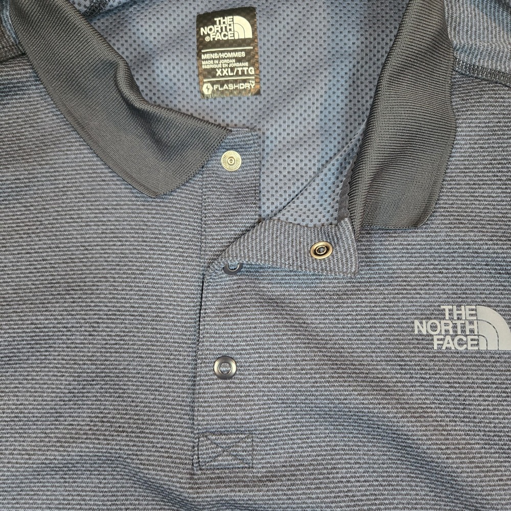 The North Face Polo Shirt‎ Mens 2XL Blue FlashDry Performance Golf Athletic Snap - Picture 3 of 10